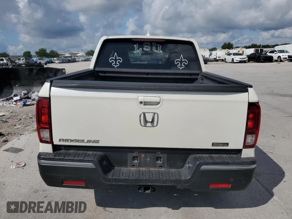 2017 Honda Ridgeline RTL with VIN 5FPYK2F53HB001434, listed as a Copart auction lot 58414335 with 187,711 mi miles and Salvage title. Bid and sale history available at DreamBid. Image 6.