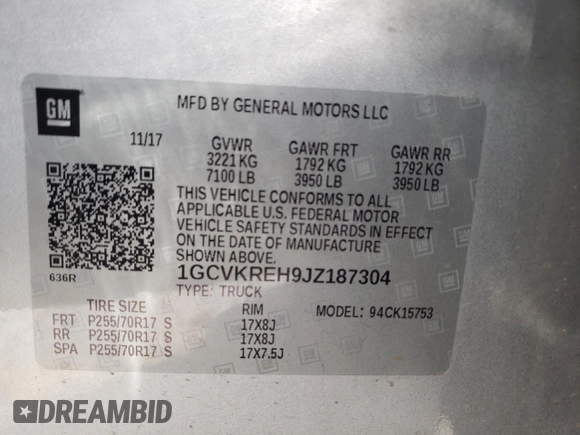 2018 Chevrolet Silverado 1500 LT with VIN 1GCVKREH9JZ187304, listed as a Copart auction lot 82616244 with 96,146 mi miles and Salvage Title. Bid and sale history available at DreamBid. Image 13.