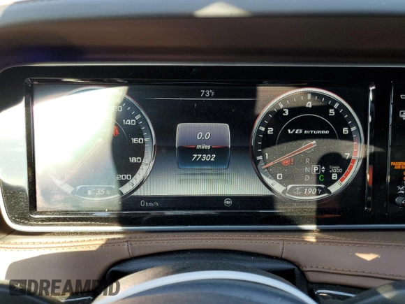 2016 Mercedes-Benz S-Class AMG S 63 with VIN WDDUG7JB4GA242581, listed as a Copart auction lot 75032044 with 77,302 mi miles and Salvage Title. Bid and sale history available at carsss.com. Image 9.