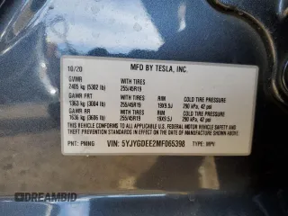 2021 Tesla Model Y Long Range with VIN 5YJYGDEE2MF065398, listed as a Copart auction lot 89352855 with 46,144 mi miles and Salvage Title. Bid and sale history available at DreamBid. Image 13.