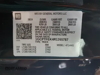2024 Chevrolet Colorado 4WD ZR2 z VIN 1GCPTFEK4R1265787, wystawiony jako Copart lot #54108245 z przebiegiem 4 880 mil mil oraz Szkoda całkowita • Salvage title. Historia ofert i sprzedaży dostępna na DreamBid. Obrazek 13.