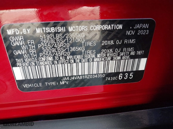 2024 Mitsubishi Outlander SE with VIN JA4J4VA81RZ034350, listed as a IAAI auction lot 40627194 with 6,149 mi miles. Bid and sale history available at carsss.com. Image 9.