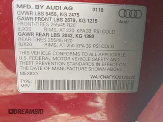 2018 Audi Q5 Prestige z VIN WA1CNAFYXJ2122320, wystawiony jako IAAI lot #42119050 z przebiegiem 43 512 mil mil oraz . Historia ofert i sprzedaży dostępna na DreamBid. Obrazek 9.