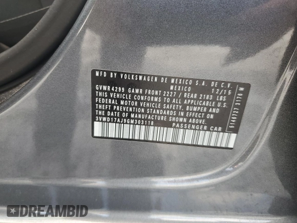 2016 Volkswagen Jetta Sport z VIN 3VWD17AJ9GM303118, wystawiony jako Copart lot #56718485 z przebiegiem 159 110 mil mil oraz Szkoda całkowita • Salvage title. Historia ofert i sprzedaży dostępna na DreamBid. Obrazek 13.
