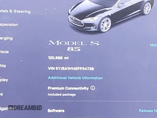 2014 Tesla Model S 60 with VIN 5YJSA1H14EFP34738, listed as a IAAI auction lot 42132117 with 120,898 mi miles and . Bid and sale history available at DreamBid. Image 15.