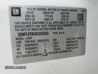 2016 Chevrolet Equinox LT with VIN 2GNFLFEK9G6206280, listed as a Copart auction lot 52895575 with 179,747 mi miles and Salvage Title. Bid and sale history available at carsss.com. Image 14.