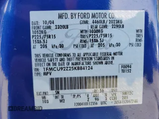 2005 Ford Escape XLS with VIN 1FMCU92Z25KB84124, listed as a Copart auction lot 49141705 with Not provided miles and Salvage title. Bid and sale history available at DreamBid. Image 13.