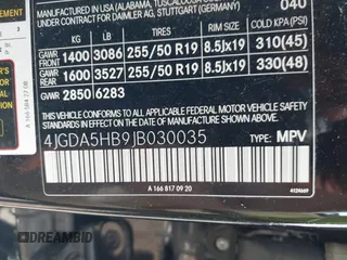 2018 Mercedes-Benz GLE 350 with VIN 4JGDA5HB9JB030035, listed as a IAAI auction lot 42405465 with 84,556 mi miles and . Bid and sale history available at DreamBid. Image 9.