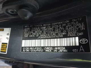 2012 Toyota Prius One with VIN JTDKN3DU6C5476298, listed as a IAAI auction lot 41920894 with 205,430 mi miles. Bid and sale history available at carsss.com. Image 9.