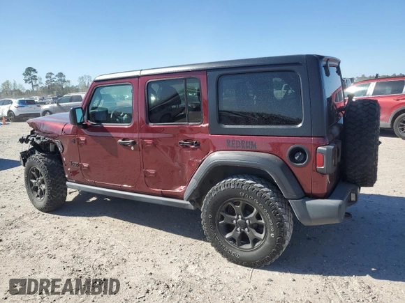 2021 Jeep Wrangler Unlimited Willys with VIN 1C4HJXDG4MW734322, listed as a Copart auction lot 50155775 with 45,963 mi miles and Salvage title. Bid and sale history available at DreamBid. Image 2.