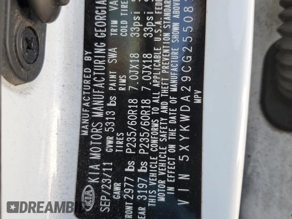 2012 Kia Sorento SX with VIN 5XYKWDA29CG255081, listed as a Copart auction lot 77253214 with 135,156 mi miles and Salvage Title. Bid and sale history available at carsss.com. Image 13.