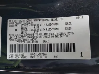 2019 Toyota Tundra SR with VIN 5TFRM5F1XKX143105, listed as a IAAI auction lot 41274567 with 180,602 mi miles and . Bid and sale history available at DreamBid. Image 9.