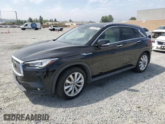 2019 Infiniti QX50 Luxe with VIN 3PCAJ5M15KF113240, listed as a Copart auction lot 53139265 with 66,364 mi miles and Salvage title. Bid and sale history available at DreamBid. Image 1.