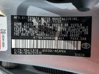 2006 Toyota Avalon XL with VIN 4T1BK36B96U094924, listed as a Copart auction lot 60677925 with 223,559 mi miles and Salvage title. Bid and sale history available at DreamBid. Image 12.