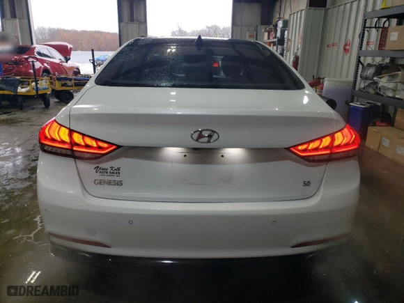 2015 Hyundai Genesis 5.0L with VIN KMHGN4JF9FU016933, listed as a Copart auction lot 42166475 with 163,601 mi miles and Salvage Title. Bid and sale history available at carsss.com. Image 6.