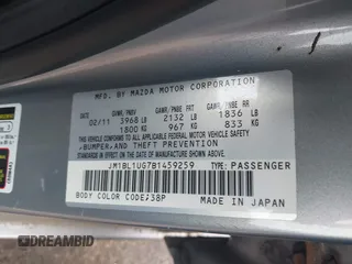 2011 Mazda 3 i Sport with VIN JM1BL1UG7B1459259, listed as a IAAI auction lot 42285919 with 121,539 mi miles and . Bid and sale history available at DreamBid. Image 9.