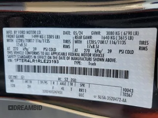 2024 Ford Ranger Raptor with VIN 1FTER4LR1RLE23193, listed as a Copart auction lot 77737244 with 12,283 mi miles and Salvage Title. Bid and sale history available at carsss.com. Image 13.
