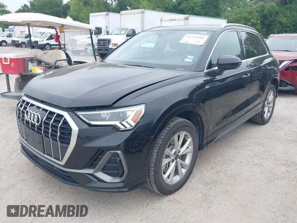 2023 Audi Q3 S line Premium with VIN WA1DECF32P1110925, listed as a IAAI auction lot 42324880 with 43,192 mi miles and . Bid and sale history available at DreamBid. Image 2.