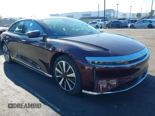 2023 Lucid Air Pure with VIN 50EA1PFA4PA006331, listed as a IAAI auction lot 41814070 with 13,210 mi miles. Bid and sale history available at carsss.com. Image 1.