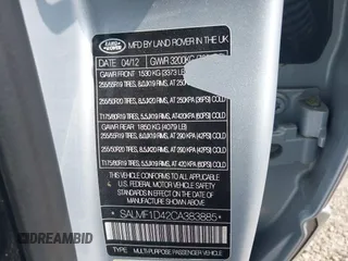 2012 Land Rover Range Rover HSE Lux with VIN SALMF1D42CA383885, listed as a IAAI auction lot 42495606 with 98,821 mi miles and . Bid and sale history available at DreamBid. Image 9.