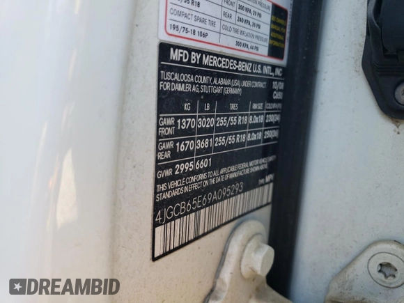 2009 Mercedes-Benz R 3.5L with VIN 4JGCB65E69A095293, listed as a Copart auction lot 50467065 with 188,676 mi miles and Salvage Title. Bid and sale history available at DreamBid. Image 14.