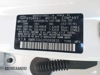2023 Hyundai Kona N Line with VIN KM8K33A32PU049810, listed as a IAAI auction lot 40997336 with 13,130 mi miles. Bid and sale history available at carsss.com. Image 9.