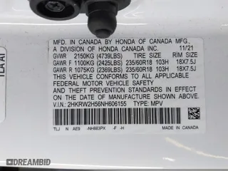 2022 Honda CR-V EX with VIN 2HKRW2H56NH606155, listed as a IAAI auction lot 42016591 with 32,577 mi miles. Bid and sale history available at carsss.com. Image 9.