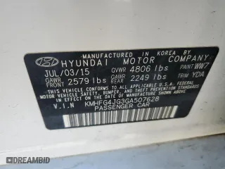 2016 Hyundai Azera with VIN KMHFG4JG3GA507628, listed as a Copart auction lot 50643975 with 108,458 mi miles and Salvage Title. Bid and sale history available at carsss.com. Image 14.