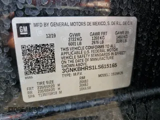 2020 Chevrolet Blazer LT with VIN 3GNKBHRS1LS615165, listed as a Copart auction lot 61950395 with Not provided miles and Non repairable. Bid and sale history available at DreamBid. Image 13.