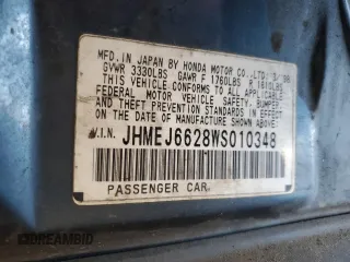 1998 Honda Civic DX with VIN JHMEJ6628WS010348, listed as a Copart auction lot 51292635 with 255,768 mi miles and Salvage Title. Bid and sale history available at carsss.com. Image 12.