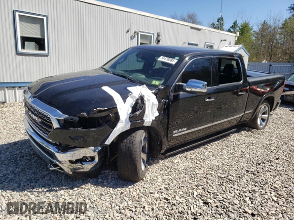 2021 Ram 1500 Limited with VIN 1C6SRFPT4MN505203, listed as a Copart auction lot 54476585 with 43,097 mi miles and Salvage title. Bid and sale history available at DreamBid. Image 1.