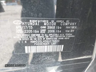 2016 Hyundai Elantra with VIN KMHD35LH3GU276839, listed as a IAAI auction lot 42224936 with 72,333 mi miles and . Bid and sale history available at DreamBid. Image 9.