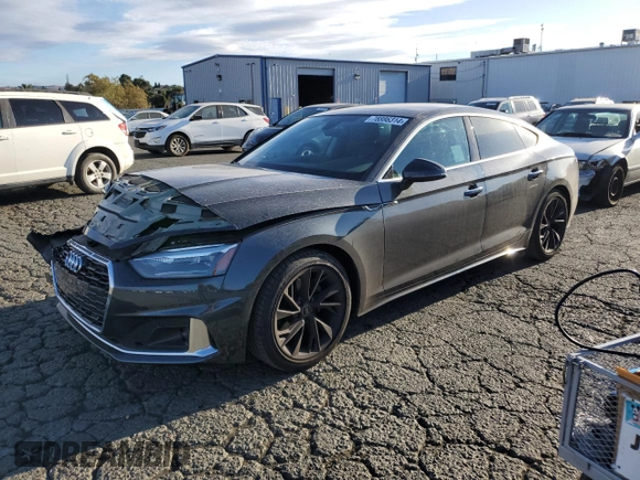 2022 Audi A5 Sportback Premium with VIN WAUABCF52NA009879, listed as a Copart auction lot 78886314 with 57,606 mi miles and Salvage Title. Bid and sale history available at carsss.com. Image 1.