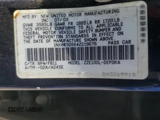 2004 Toyota Corolla CE with VIN 1NXBR32E64Z219676, listed as a Copart auction lot 54433135 with 187,495 mi miles and Salvage Title. Bid and sale history available at DreamBid. Image 12.