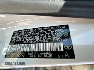 2012 Toyota Yaris L with VIN JTDKTUD36CD523080, listed as a Copart auction lot 55530815 with 134,042 mi miles and Clean Title. Bid and sale history available at carsss.com. Image 10.