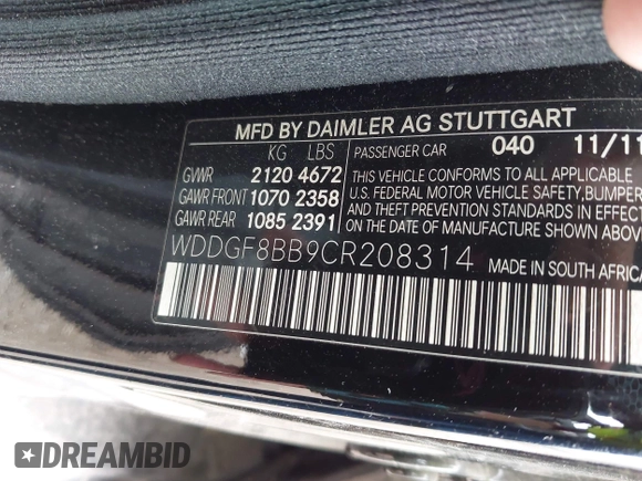 2012 Mercedes-Benz C 300 Sport z VIN WDDGF8BB9CR208314, wystawiony jako IAAI lot #42489087 z przebiegiem 117 601 mil mil oraz . Historia ofert i sprzedaży dostępna na DreamBid. Obrazek 9.