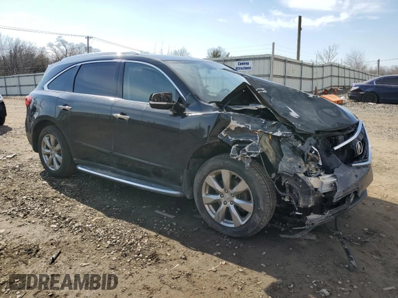 2015 Acura MDX Advance/Entertainment Pkg with VIN 5FRYD4H88FB026699, listed as a Copart auction lot 46466375 with 93,356 mi miles and Salvage Title. Bid and sale history available at carsss.com. Image 4.