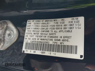 2008 Acura RDX with VIN 5J8TB18298A020953, listed as a IAAI auction lot 41808513 with 236,561 mi miles. Bid and sale history available at carsss.com. Image 9.