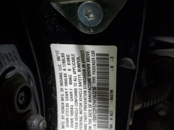 2017 Honda Civic Sedan LX with VIN 19XFC2F57HE063230, listed as a Copart auction lot 46258235 with 0 mi miles and Salvage Title. Bid and sale history available at carsss.com. Image 14.