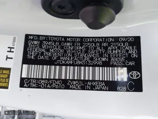 2021 Toyota Prius L Eco with VIN JTDKAMFU8M3132998, listed as a IAAI auction lot 41227212 with 64,681 mi miles. Bid and sale history available at carsss.com. Image 9.