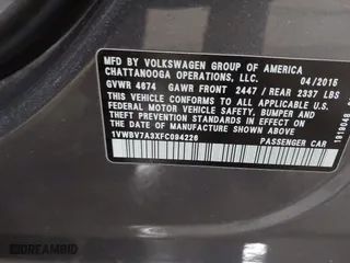 2015 Volkswagen Passat 2.0L TDI SE w/Sunroof with VIN 1VWBV7A3XFC094226, listed as a IAAI auction lot 41838239 with 169,737 mi miles. Bid and sale history available at carsss.com. Image 9.