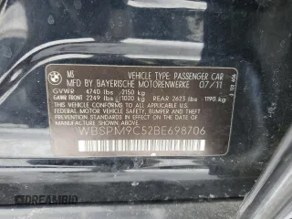 2011 BMW M3 z VIN WBSPM9C52BE698706, wystawiony jako Copart lot #44998075 z przebiegiem 125 818 mil mil oraz Szkoda całkowita • Salvage title. Historia ofert i sprzedaży dostępna na DreamBid. Obrazek 12.