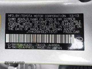 2014 Lexus CT 200h Hybrid with VIN JTHKD5BH0E2173721, listed as a IAAI auction lot 41798469 with 124,337 mi miles. Bid and sale history available at carsss.com. Image 9.