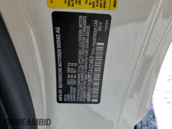 2015 MINI Hardtop S z VIN WMWXP7C57F2A42463, wystawiony jako Copart lot #56651155 z przebiegiem 66 710 mil mil oraz Szkoda całkowita • Salvage title. Historia ofert i sprzedaży dostępna na DreamBid. Obrazek 12.