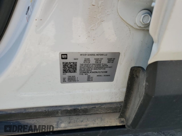 2022 Chevrolet Traverse LS with VIN 1GNERLKW2NJ171338, listed as a Copart auction lot 70129854 with 37,895 mi miles and Salvage Title. Bid and sale history available at carsss.com. Image 13.