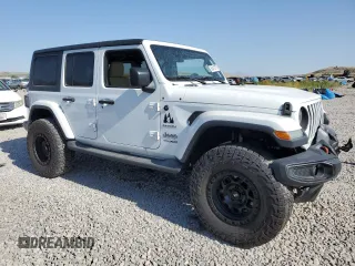 2018 Jeep Wrangler Unlimited Sahara with VIN 1C4HJXEG6JW112198, listed as a Copart auction lot 63412775 with 34,853 mi miles and Salvage title. Bid and sale history available at DreamBid. Image 4.