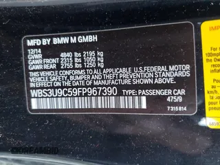 2015 BMW M4 z VIN WBS3U9C59FP967390, wystawiony jako Copart lot #49421935 z przebiegiem Nie podano mil oraz Szkoda całkowita • Salvage title. Historia ofert i sprzedaży dostępna na DreamBid. Obrazek 14.