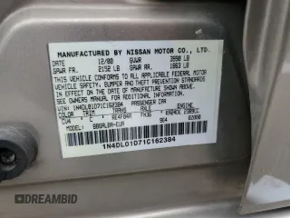 2001 Nissan Altima GXE with VIN 1N4DL01D71C162384, listed as a Copart auction lot 86753254 with 105,623 mi miles and Salvage Title. Bid and sale history available at carsss.com. Image 15.
