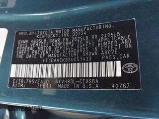 2025 Toyota Camry LE with VIN 4T1DAACK8SU051433, listed as a IAAI auction lot 41893289 with 10,084 mi miles and . Bid and sale history available at DreamBid. Image 9.