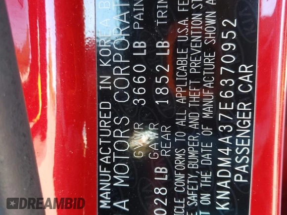 2014 Kia Rio LX with VIN KNADM4A37E6370952, listed as a Copart auction lot 70787814 with 107,958 mi miles and Salvage Title. Bid and sale history available at DreamBid. Image 13.